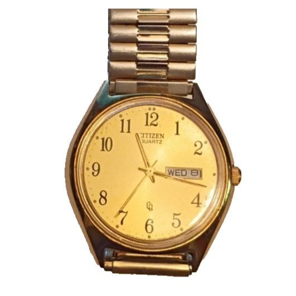 Citizen Quartz Watch 1100-S63812  Gold Tone Day Date Analog New Battery
